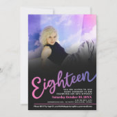 Achttien Verjaardag aangepaste foto roze paarse zw Kaart (Voorkant)