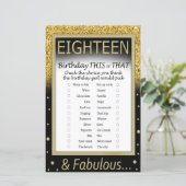 Achttien verjaardag Dit of dat spel (Staand voorkant)