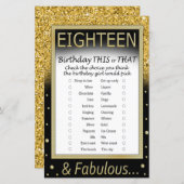 Achttien verjaardag Dit of dat spel (Voorkant / Achterkant)