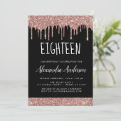 Achttiende - 18e Roos Gouden Glitter Verjaardag Kaart (Staand voorkant)