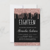 Achttiende - 18e Roos Gouden Glitter Verjaardag Kaart (Voorkant)