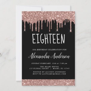 Achttiende - achttiende Roos Gold Glitter Birthday Kaart