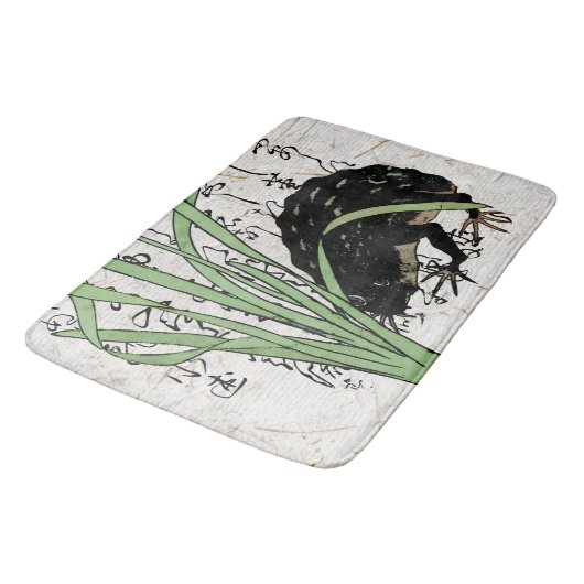 Achttiende eeuw Japanse Botanische Kikker Toad Badmat (Gekanteld)