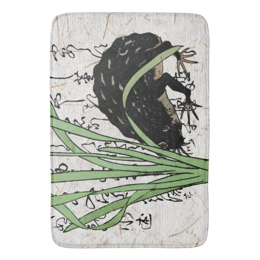 Achttiende eeuw Japanse Botanische Kikker Toad Badmat (Voorkant Verticaal)