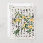 Achttiende eeuw Japanse Botanische Kikker Toad Briefkaart (Voorkant / Achterkant)