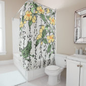 Achttiende eeuw Japanse Botanische Kikker Toad Douchegordijn (In situ)