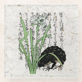 Achttiende eeuw Japanse Botanische Kikker Toad Glazen Onderzetter