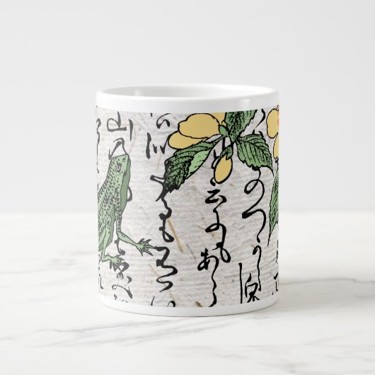 Achttiende eeuw Japanse Botanische Kikker Toad Grote Koffiekop (Voorkant)