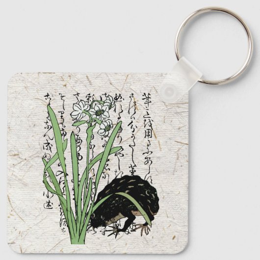 Achttiende eeuw Japanse Botanische Kikker Toad Sleutelhanger (Achterkant)