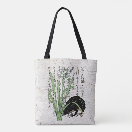Achttiende eeuw Japanse Botanische Kikker Toad Tote Bag (Achterkant)