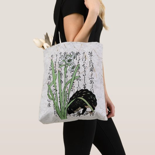 Achttiende eeuw Japanse Botanische Kikker Toad Tote Bag (Dichtbij)