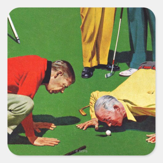 achttiende gat vierkante sticker (Voorkant)