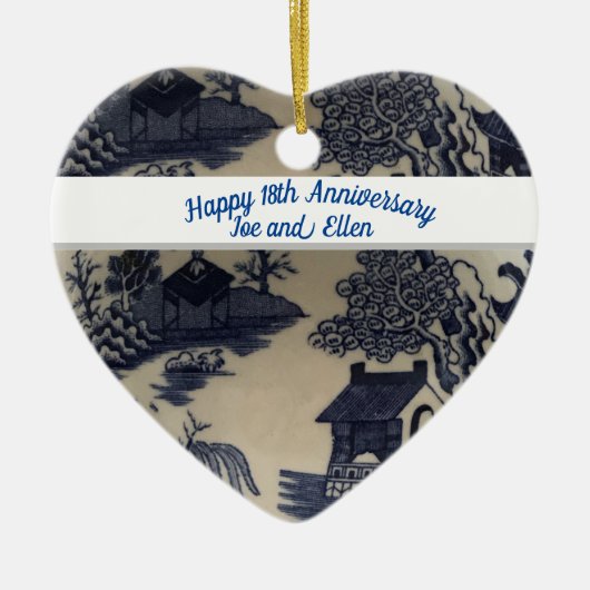 Achttiende Jubileum voor bruiloft Porcelain Keramisch Ornament (Voorkant)