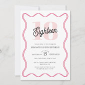 Achttiende Retro Wavy Minimalist 18e Verjaardag Kaart (Voorkant)