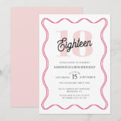 Achttiende Retro Wavy Minimalist 18e Verjaardag Kaart (Voorkant / Achterkant)