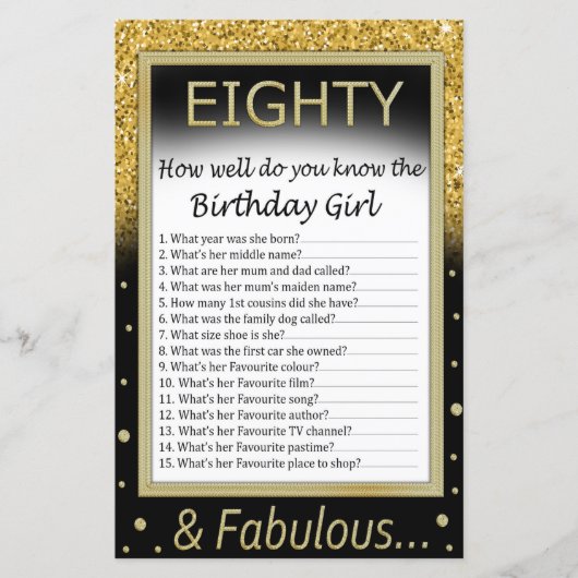 Achttig Hoe goed ken je het verjaardagsmeisje? (Voorkant)