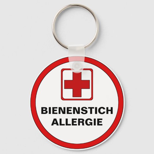 Achtung - Bienenstich Allergie Sleutelhanger (Voorkant)