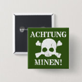 Achtung Minen. (Attentie Mines!) WWWII-Button Vierkante Button 5,1 Cm (Voorkant /achterkant)