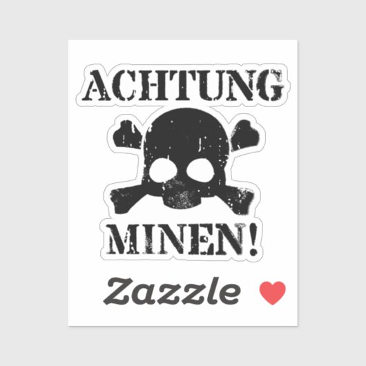 Achtung Minen. WWWII-teken (Attentie Mines!) Sticker (Vel)