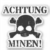 Achtung Minen. WWWII-teken (Attentie Mines!) Sticker (Voorkant)