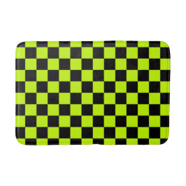 Acid green black checkerboard pattern badmat