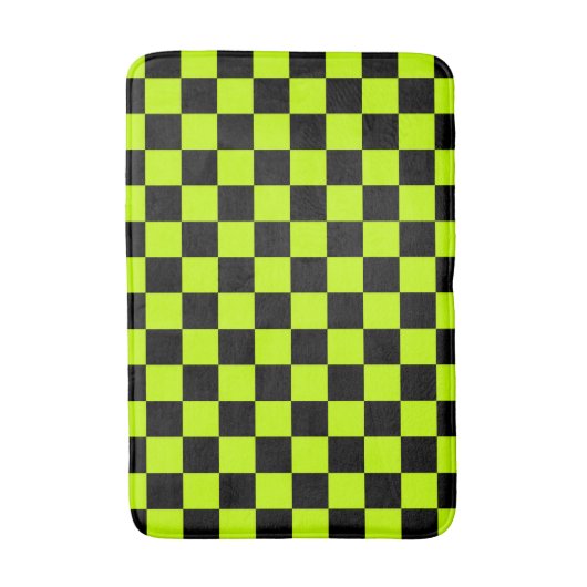 Acid green black checkerboard pattern badmat (Voorkant Verticaal)