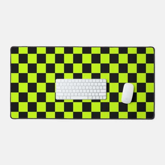 Acid green black checkerboard pattern bureaumat (Keyboard & Muis)