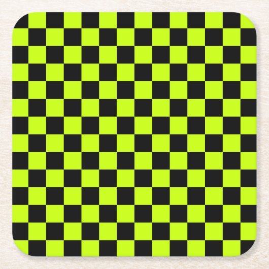 Acid green black checkerboard pattern kartonnen onderzetters (Voorkant)