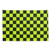 Acid green black checkerboard pattern kussensloop (Achterkant-Rechts)