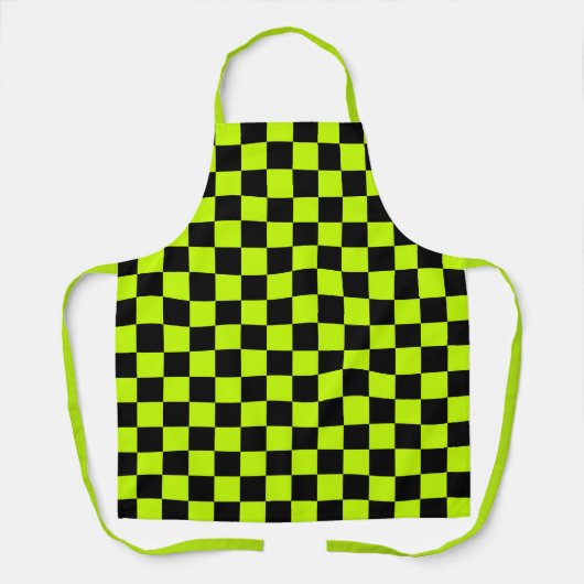 Acid green black checkerboard pattern schort (Voorkant)