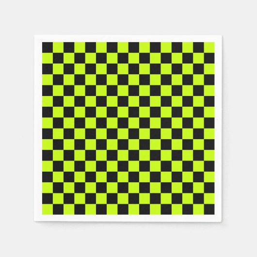 Acid green black checkerboard pattern servet (Voorkant)