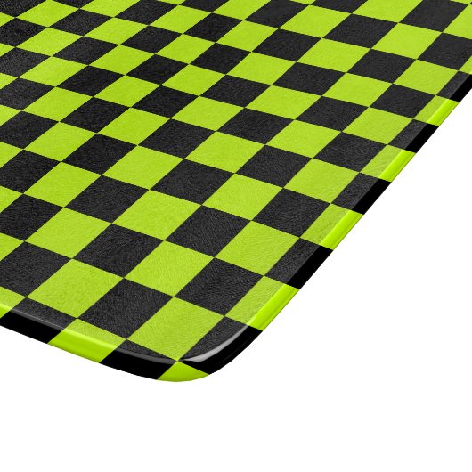 Acid green black checkerboard pattern snijplank (Hoek)