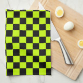 Acid green black checkerboard pattern theedoek (Quarter Fold)
