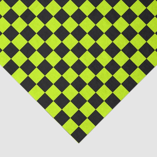 Acid green black checkerboard pattern tissuepapier (Detail)