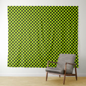 Acid green black checkerboard pattern wandkleed (In Situ (horizontaal))