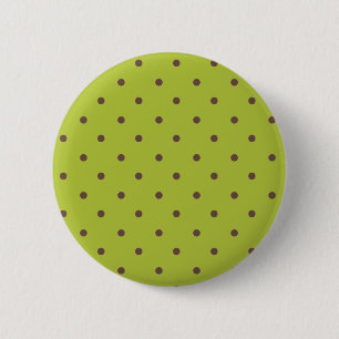 Acid Green en Brown Polka Dots Pattern Ronde Button 5,7 Cm