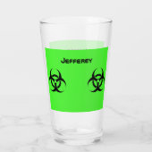 Acid Green Gift Biohazard Personaliseer naambier Glas (Achterkant)