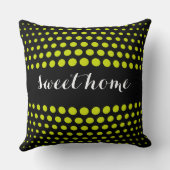 Acid green polka punts home monogram kussen (Achterkant)