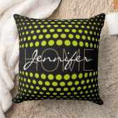 Acid green polka punts home monogram kussen (Deken)
