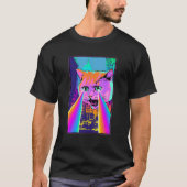 Acid Pixie Laser Cat in City Psychedelic Tripp T-shirt (Voorkant)