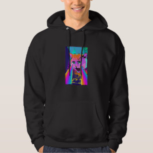 Acid Pixie Laser Cat in the City Psychedelic Rippy Hoodie
