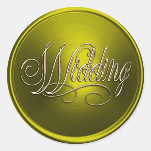 Acid Yellow and Gold Wedding Envelope Seal Ronde Sticker (Voorkant)