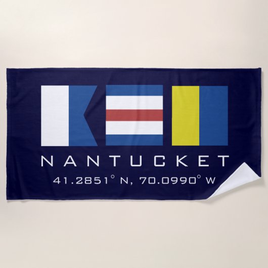 ACK Nantucket Island Nautical Beach Towel Strandlaken (Voorkant)