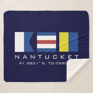 ACK Nantucket Nautical Sherpa Blanket Deken