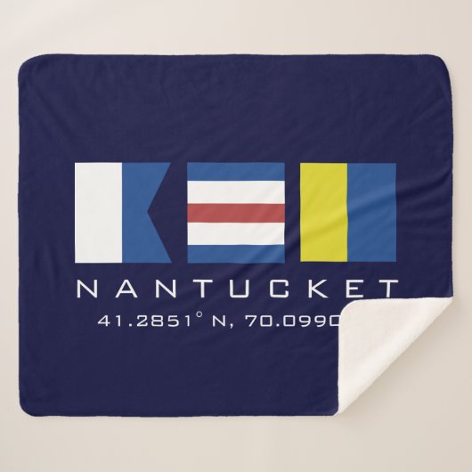 ACK Nantucket Nautical Sherpa Blanket Deken (Voorkant (horizontaal))