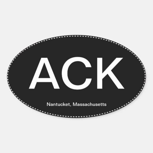ACK Nantucket Ovale Bumpersticker Sticker (Voorkant)