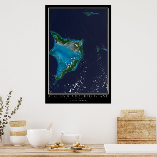Acklins en gekweekte eilandbahama's van de ruimtek poster (Keuken)