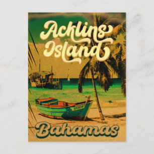 Acklins Island Bahamian Retro Sunset Souvenirs Briefkaart
