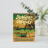 Acklins Island Bahamian Retro Sunset Souvenirs Briefkaart (Staand voorkant)