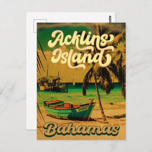 Acklins Island Bahamian Retro Sunset Souvenirs Briefkaart (Voorkant / Achterkant)